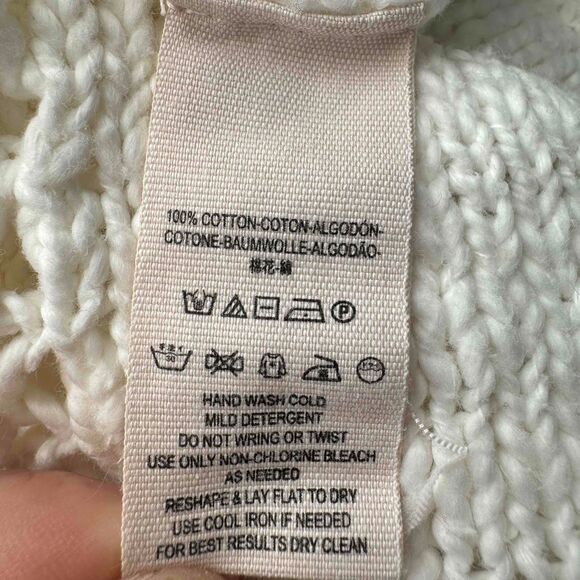 Free People White Sweater Crochet Chunky Knit Oversized Cottagecore Boho Hippie - Picture 13 of 16